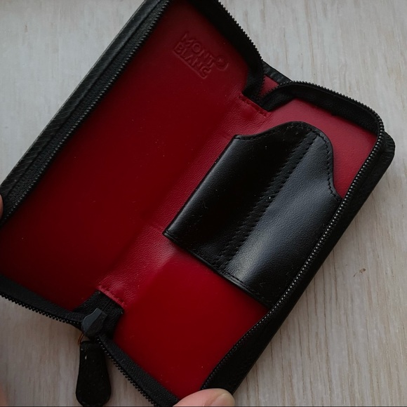 Unisex Montblanc black and red zippered pen case. Holds 2 pens - Picture 8 of 8